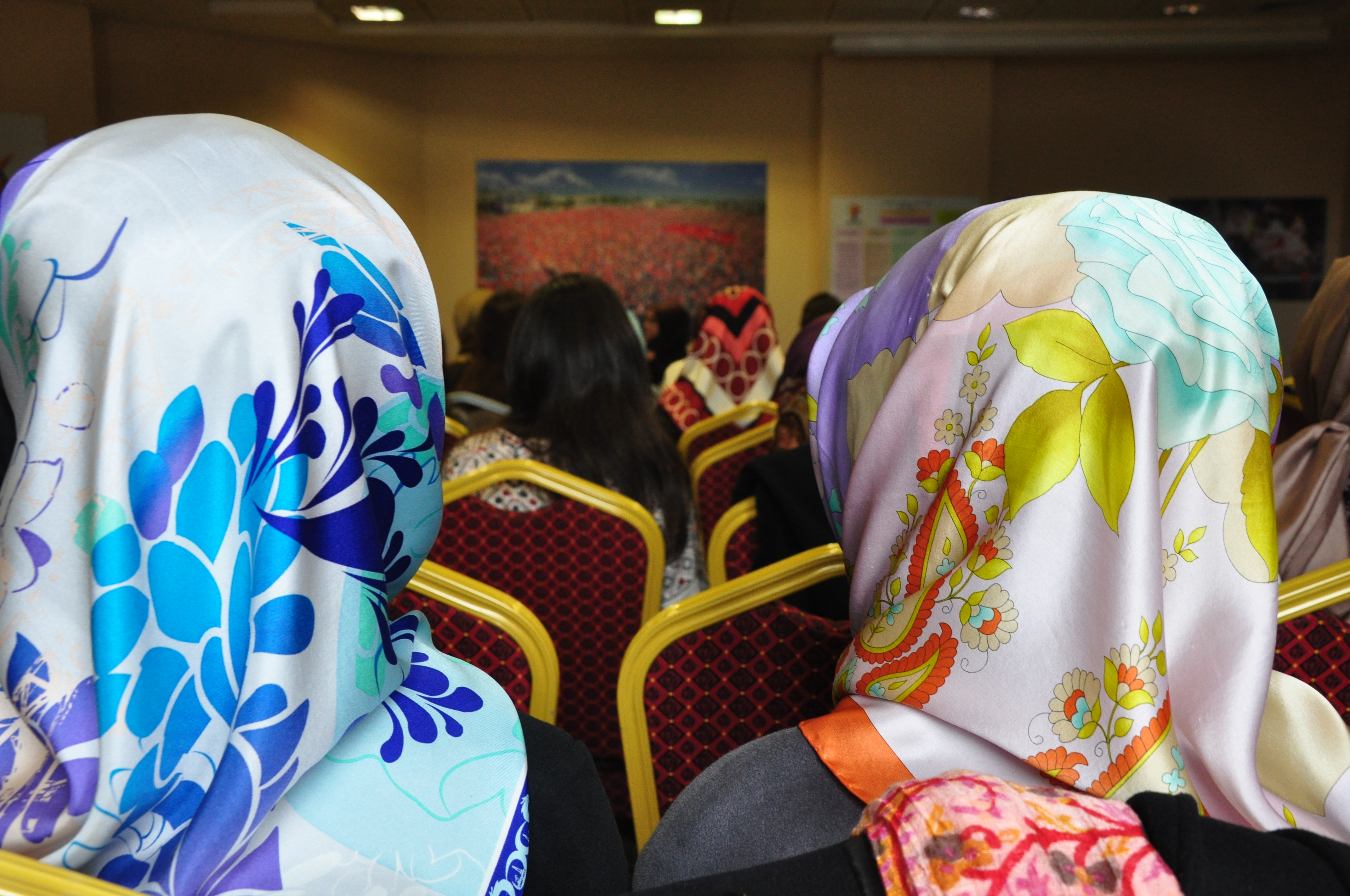 Women attend the Justice and Development party’s (AKP) Ladies Leadership Academy at the party’s Istanbul headquarters; February, 2015. Bohn/GroundTruth