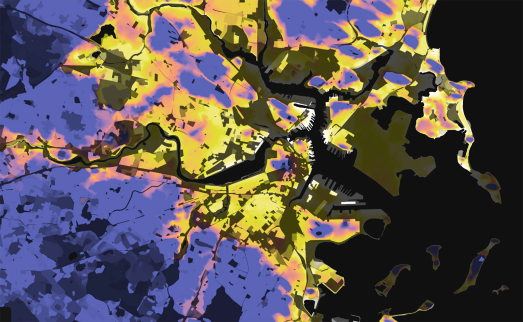 Boston, Massachusetts: Elevation And Population Density, 2010