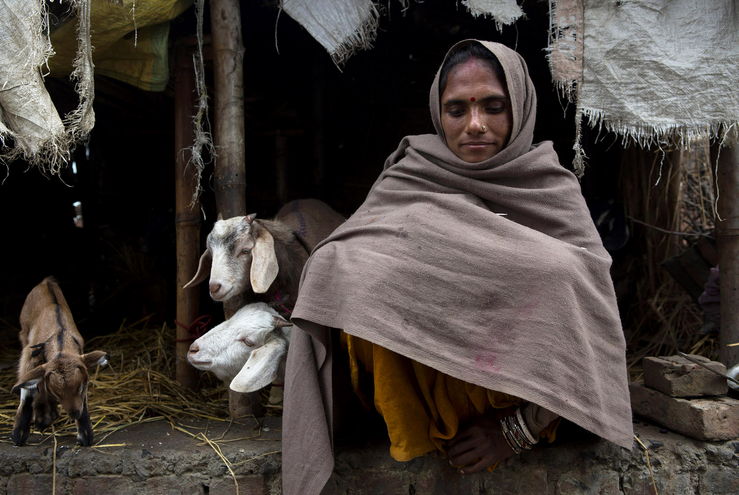 Ramjhari Devi, at her home in a village in the Darbhanga District of Bihar, has 8 children.