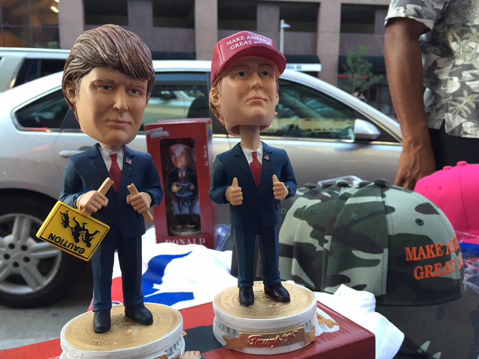 Trump merchandise is sold at kiosks on the streets of Cleveland during the RNC. (Photo by Mohamed Abdelfattah/GroundTruth)