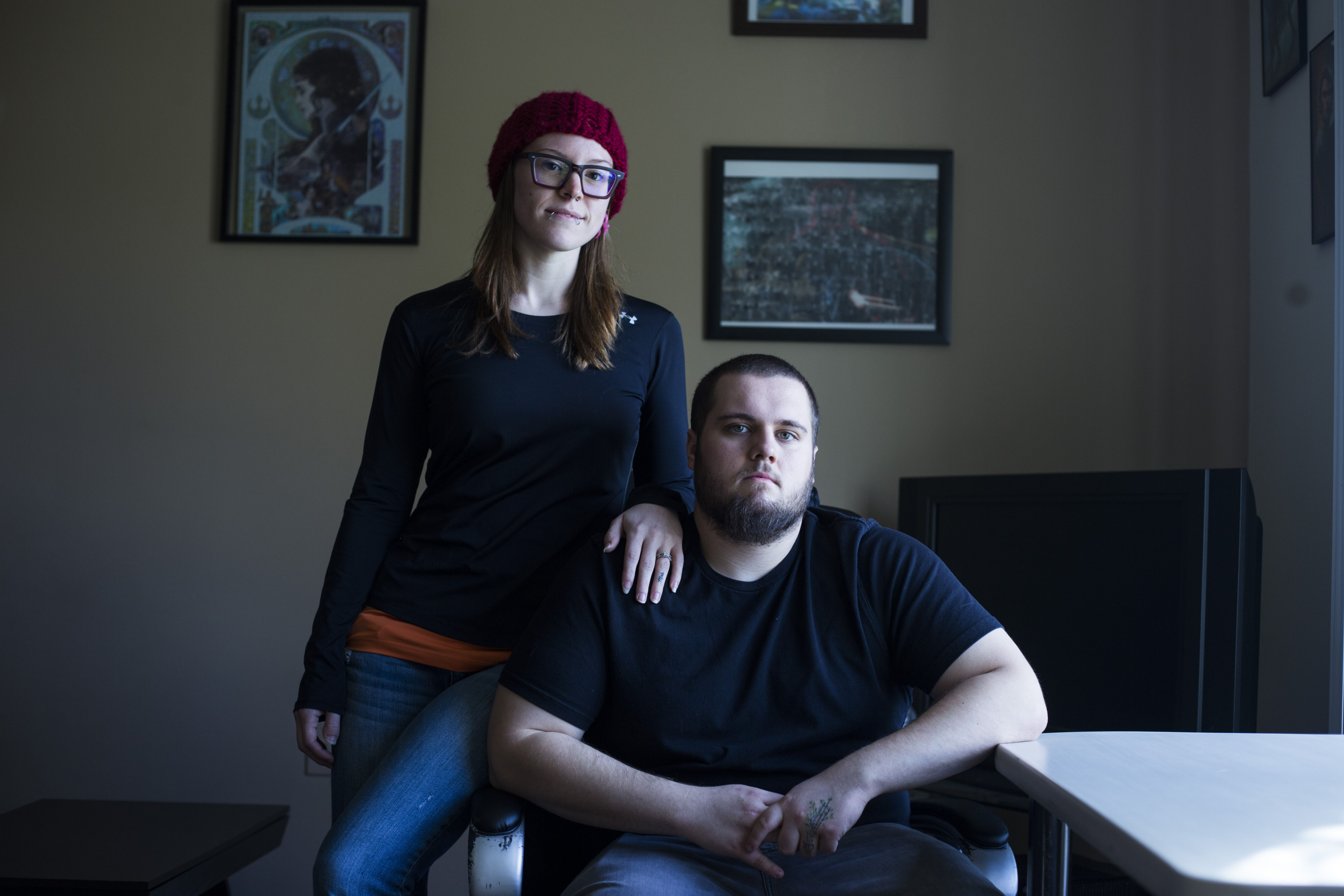 Rachel, Sumner, 25, and Tyler Sumner, 23, at their home in Davison, Mich., a suburb of Flint, Mich., on October 22, 2016. The couple grew up in the areas surrounding Flint and feel deeply connected to the community amidst the city's water crisis. Rachel said she will wait to vote until election day and will look to her husband for guidance. "I can't have confidence until it comes down to the time when I literally don't have a choice but to make a vote, because you can't not vote." Rachel said. "He's the knowledge base, he's informative, he's watched all the debates, he's watched all the interviews after the debates...So, I'm going to trust his judgement, not just on a knowledge base but because he's my husband. He's a well informed American citizen that I love."