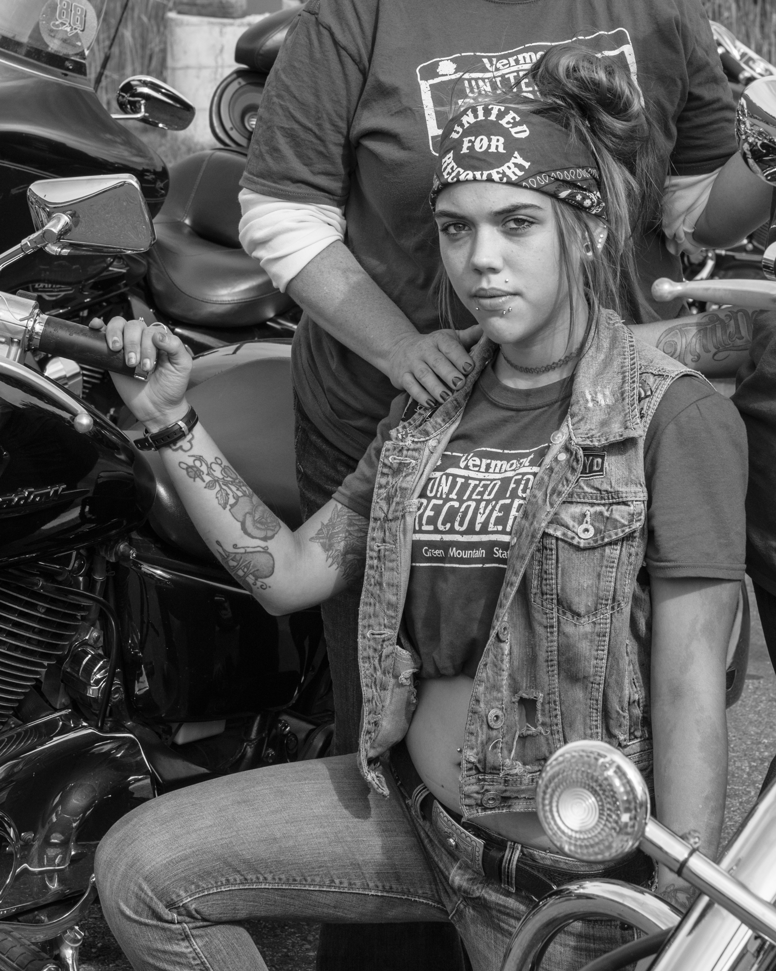 Maranda LaRose at a Scorpions motorcycle rally for opiate addiction awareness in Essex Junction, VT.