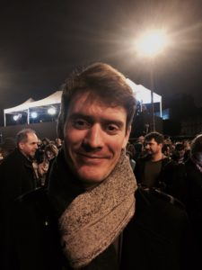 Antoine Le Gleuher is pictured on election night in Paris. (Photo by Emily Schultheis/GroundTruth)