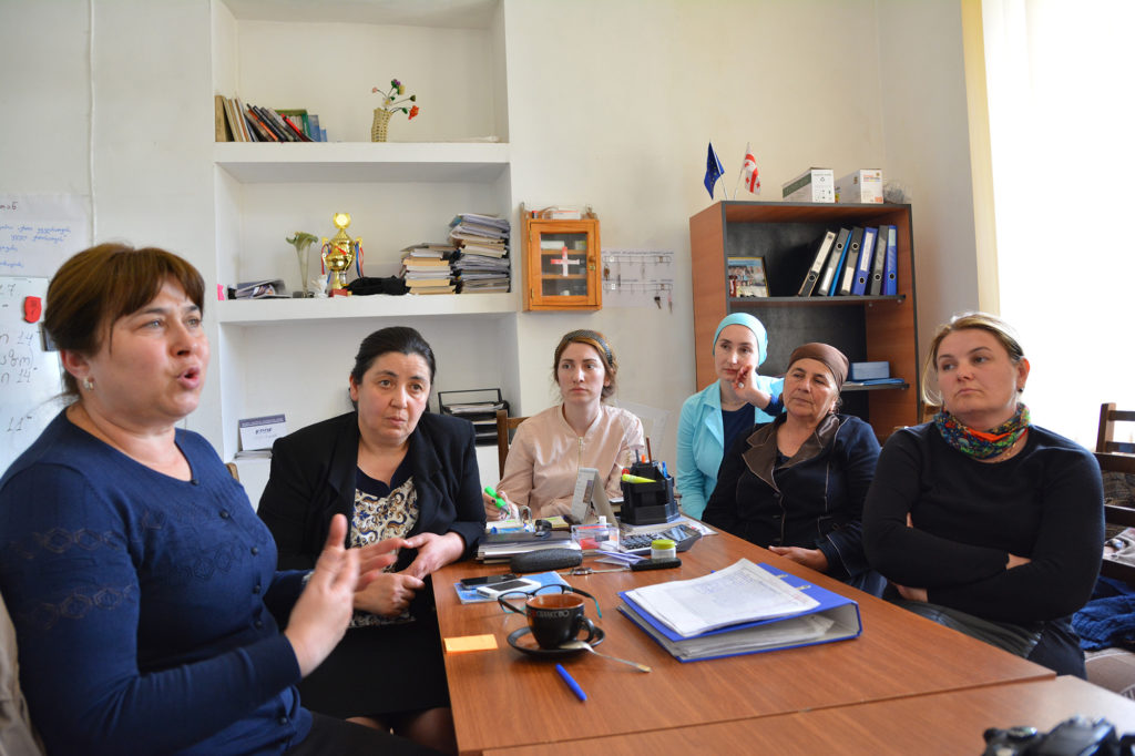 Tamar Bekauri (left) is the executive director of the KRDF and is also a member of the 15-person Pankisi Women’s Council. (Maryam Saleh/GroundTruth/Medill)