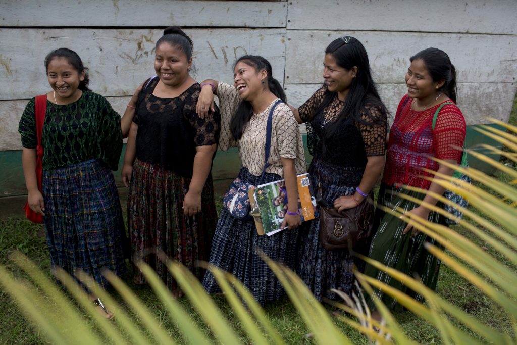 Mentors with the group Abriendo Oportunidades, which provides information to indigenous girls about reproductive health and free tutoring. (Lauren Bohn/GroundTruth)