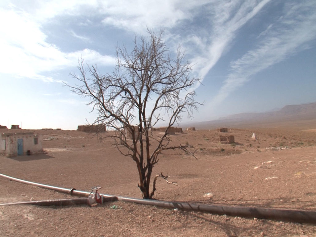 Imider residents have camped out near the mine pipeline to protest its existence. (Beth Murphy/GroundTruth)