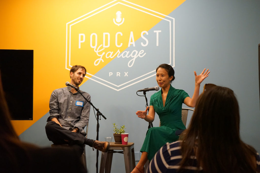 From left, New American Songbook producers & reporters Ian Coss and Heidi Shin participate in a discussion on October 4, 2017. (Photo by Wesley Wong)