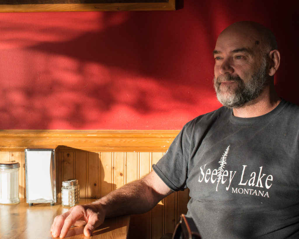 Tim Clark is the owner of Pop's Place, a diner in Seeley Lake, Montana. (Photo by Ben Brody)