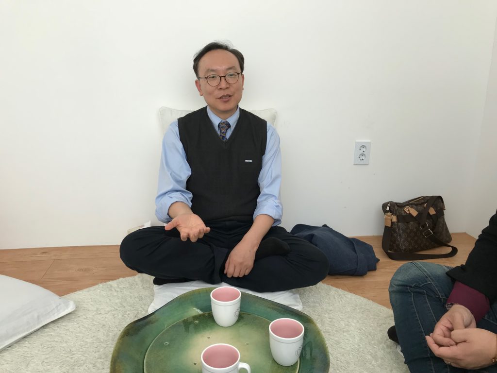 Wonyoung Sohn at the Zentherapy Natural Healing Center, where he leads Christian meditation services once a month. (Chris Damien/GroundTruth)